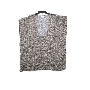 One World Brown Beige Leopard‎ Print Flowy Bohemian Puncho Top Size One Size